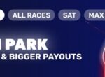 Odds Surge banner for Albion Park racing: 'BIGGER ODDS & BIGGER PAYOUTS' with a jockey on a glowing horse.